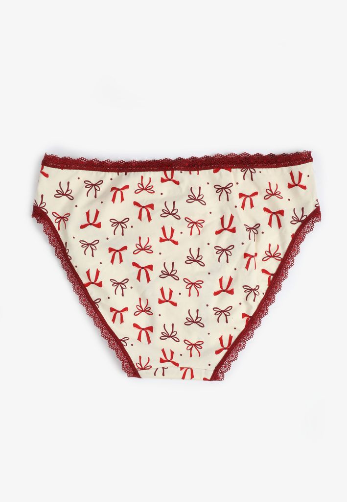 Simply Comfy Cotton Red Bow Bikini Panty - Image 2