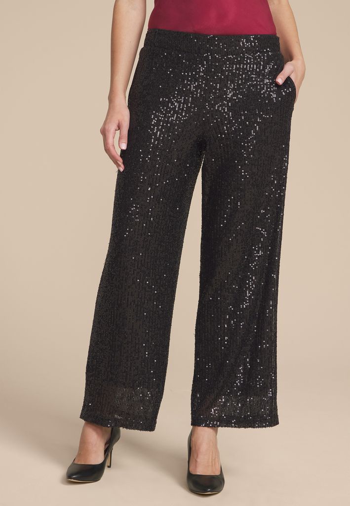 Studio Y Sequin High Rise Wide Leg Pant