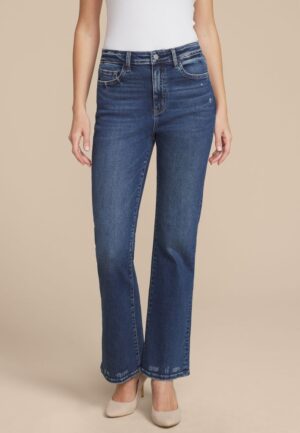 Flying Monkey&trade; Dark High Rise Destructed Hem Slim Boot Jean