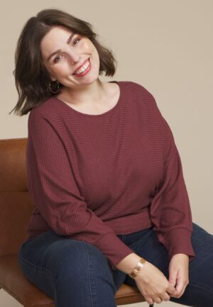 Plus Size 24/7 Dakota Horizontal Ribbed Dolman