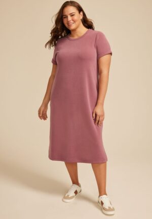 Plus Size Cloud Scuba Knit Midi Dress