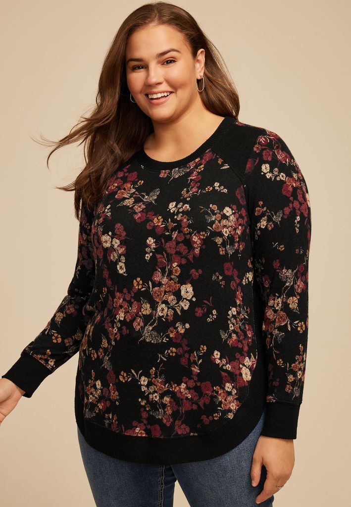 Plus Size Haven Floral Round Hem Tunic