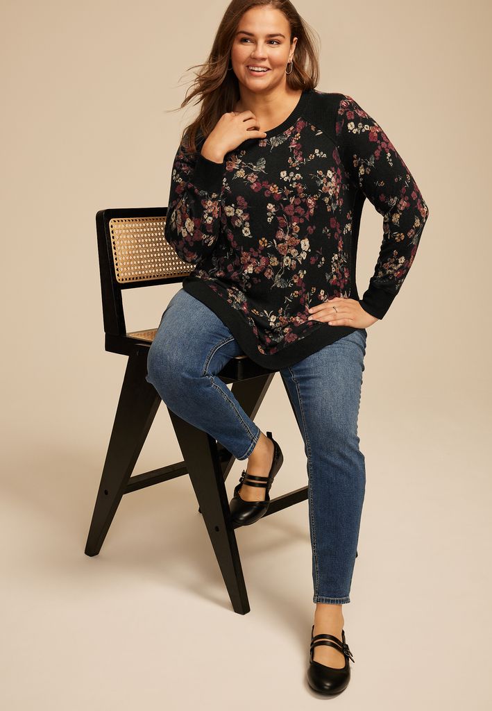 Plus Size Haven Floral Round Hem Tunic - Image 3
