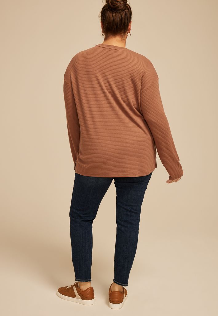 Plus Size 24/7 Ottoman Rib Long Sleeve Tee - Image 2