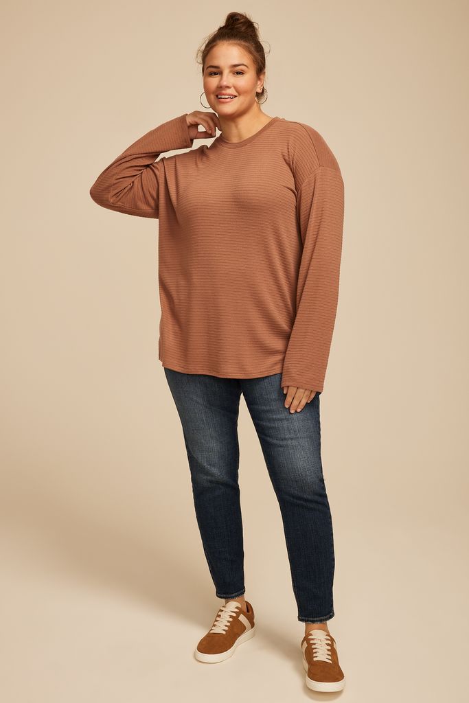 Plus Size 24/7 Ottoman Rib Long Sleeve Tee - Image 3