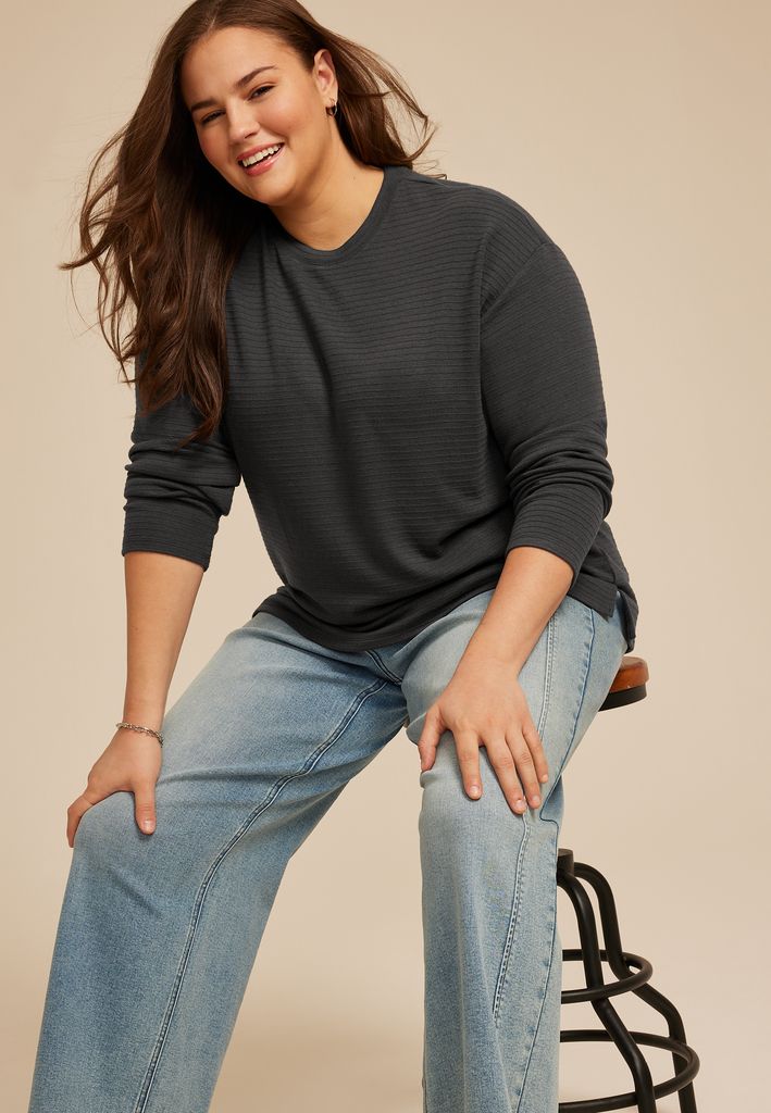 Plus Size 24/7 Ottoman Rib Long Sleeve Tee
