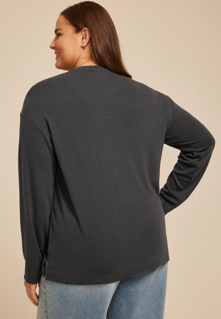 Plus Size 24/7 Ottoman Rib Long Sleeve Tee - Image 2
