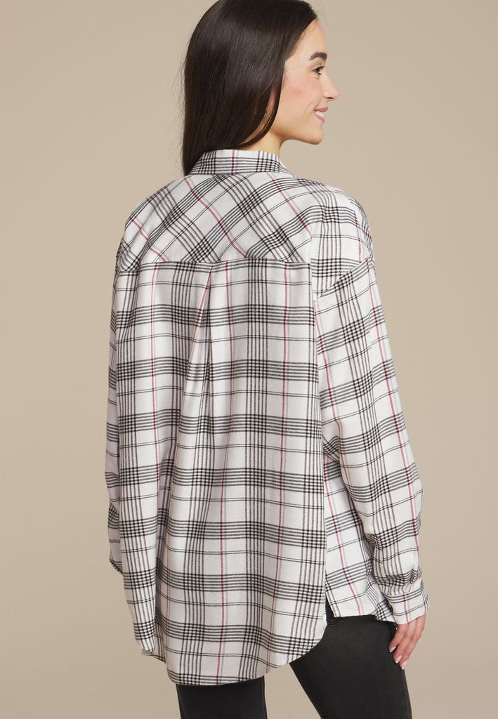 Plaid Boyfriend Button Down Shirt - Image 2