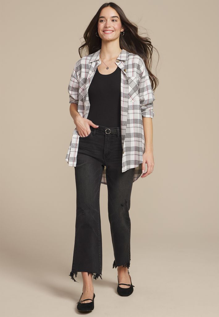 Plaid Boyfriend Button Down Shirt - Image 3