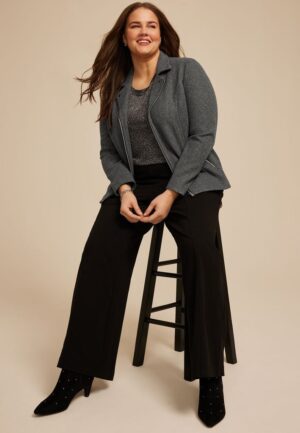 Plus Size Gray Moto Blazer Jacket