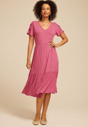 24/7 Tulip Sleeve Midi Dress