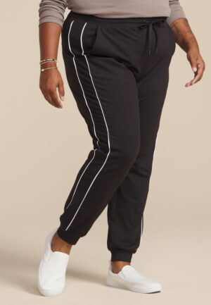 Plus Size High Rise Piping Traveler Pull On Pant 