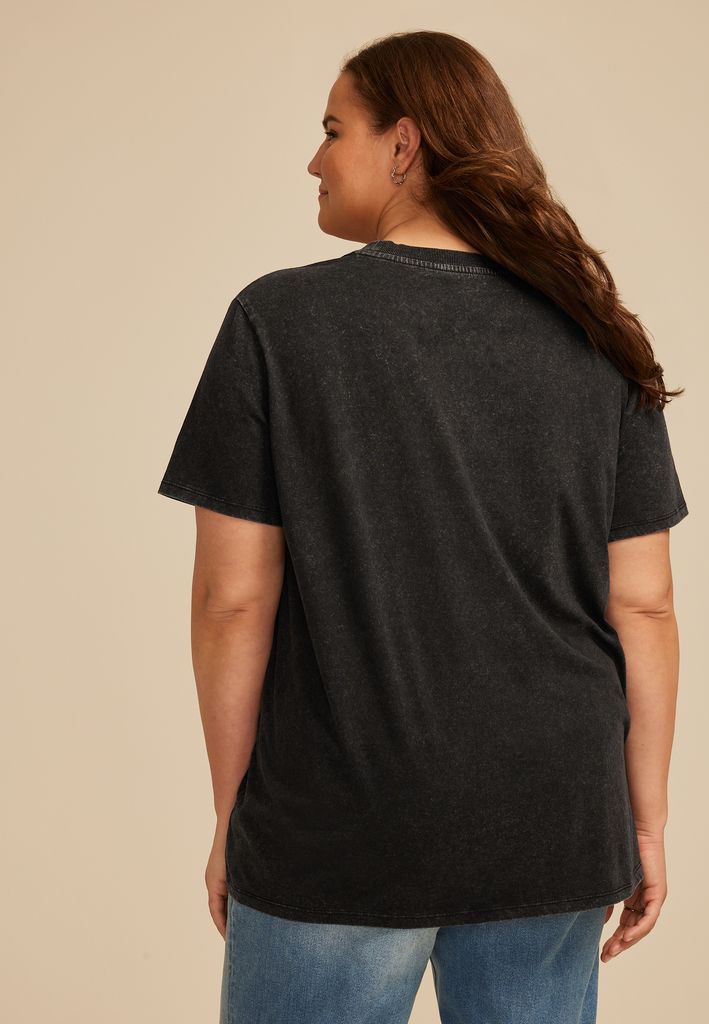 Plus Size The Rock Rolling Stones Rhinestone Oversized Fit Graphic Tee - Image 2