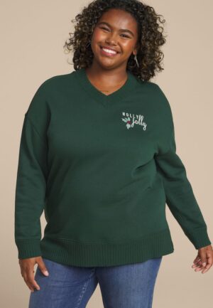 Plus Size Willowsoft Holly Jolly Relaxed Fit Sweatshirt