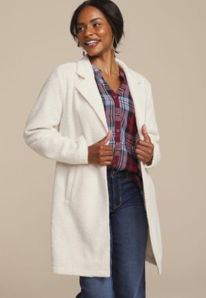 Curly Sherpa Single Button Dress Coat