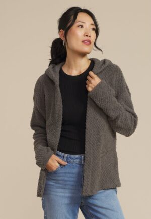 Cozy Hooded Open Front Cardigan