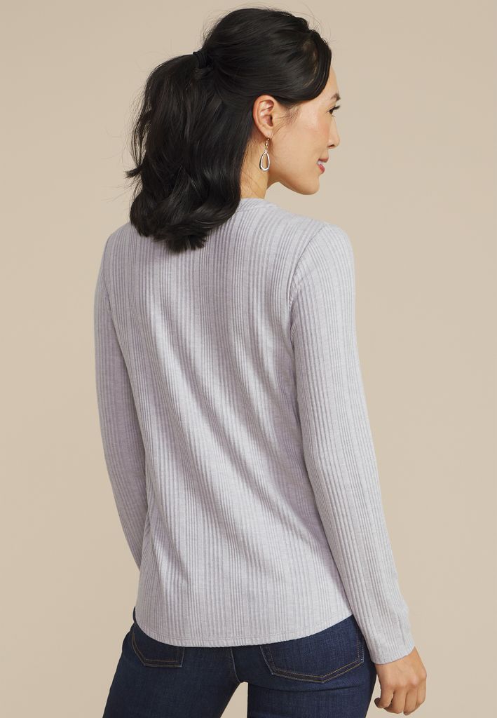 Heathered Variegated Lace Up Top - Image 2