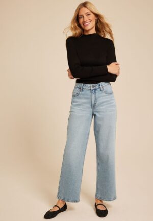 edgely&trade; Adjustable Waist High Rise Wide Leg Jean