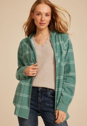 Vintage Plaid Hooded Shacket