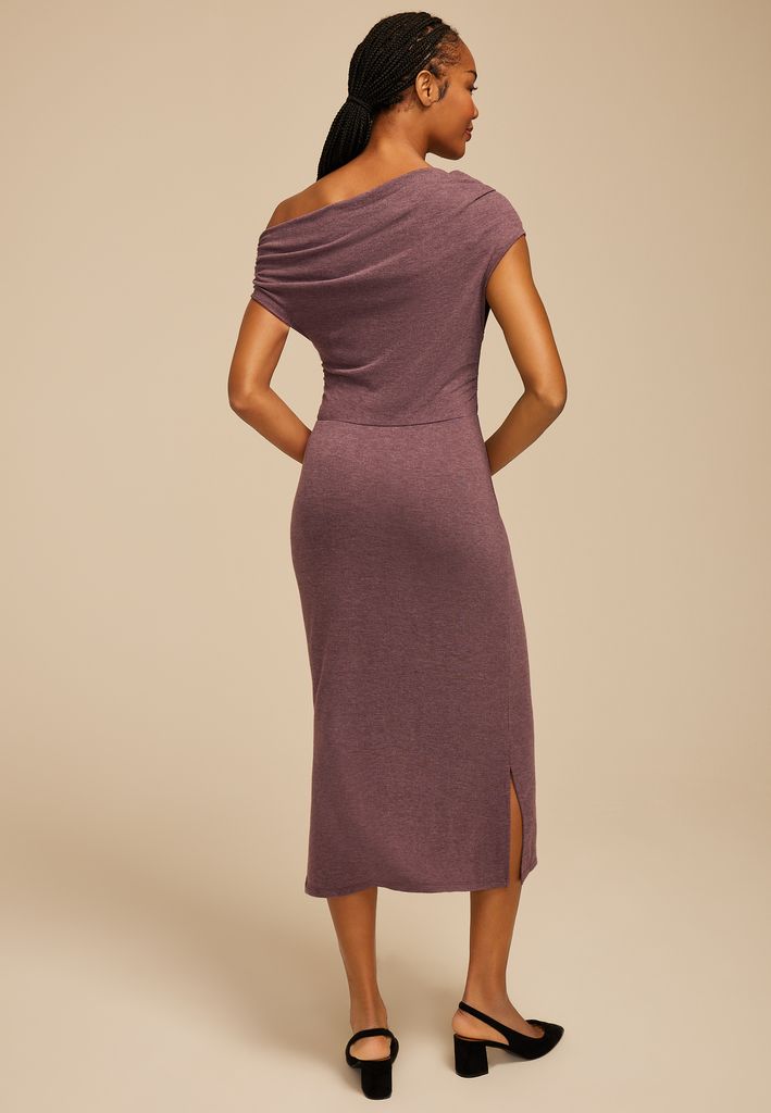 24/7 Asymmetrical Off The Shoulder Midi Dress - Image 2
