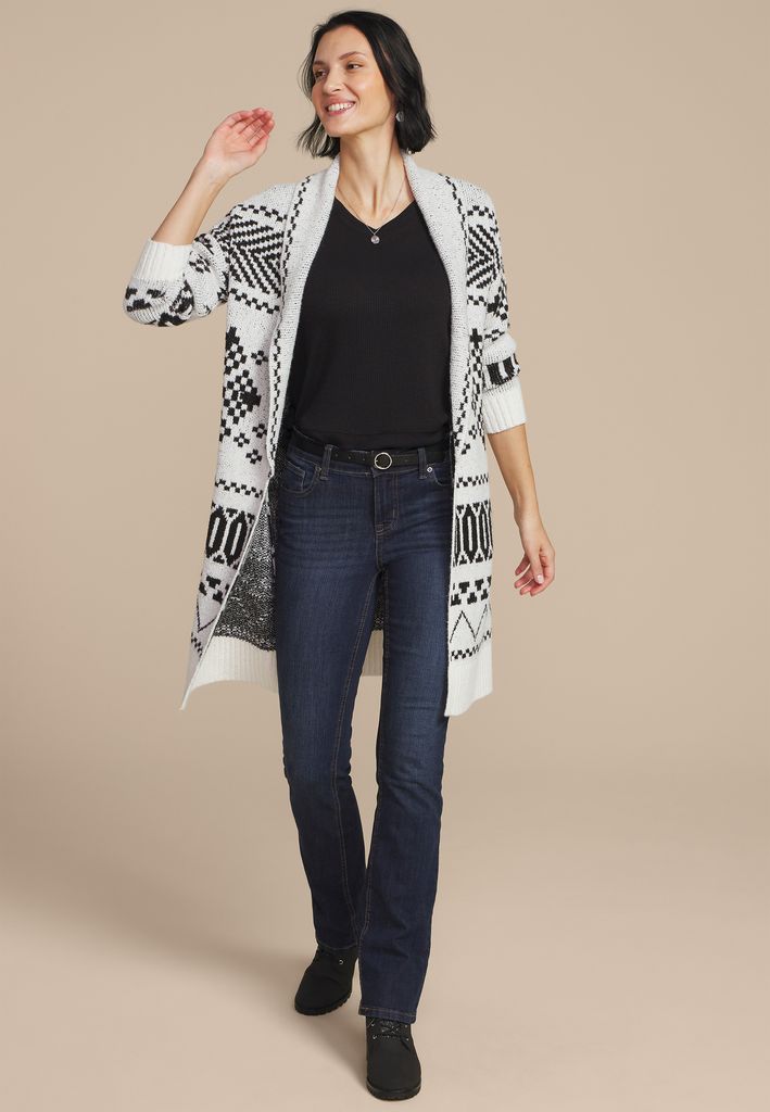 Black and White Fair Isle Shawl Cardigan - Image 3