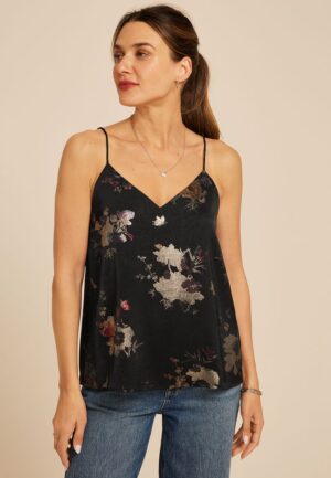 Metallic Floral V Neck Cami