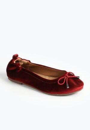 SuperCush Gwen Velvet Bow Scrunch Back Ballet Flat