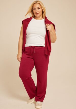 Plus Size Sparkle Scuba Knit Wide Leg Sweatpants