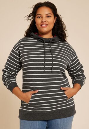 Plus Size Homeward Striped Hoodie