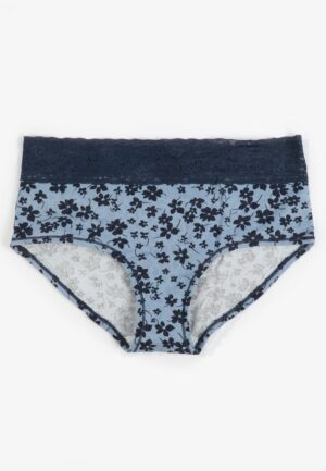 Simply Comfy Cotton Blue Floral Boybrief Panty
