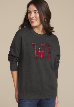 State Plaid Crew Neck Sweatshirt