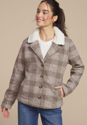 Plaid Sherpa Collar Jacket