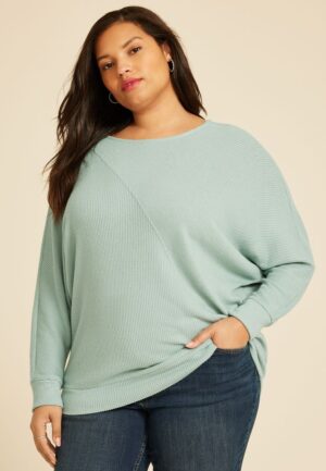 Plus Size 24/7 Dakota Diagonal Seam Long Sleeve Tee