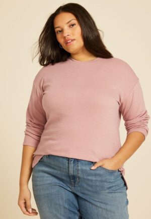 Plus Size 24/7 Ottoman Rib Long Sleeve Tee