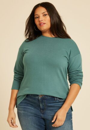 Plus Size 24/7 Ottoman Rib Long Sleeve Tee