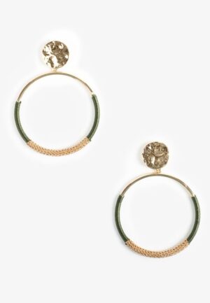 Olive Wrapped Hoop Earrings