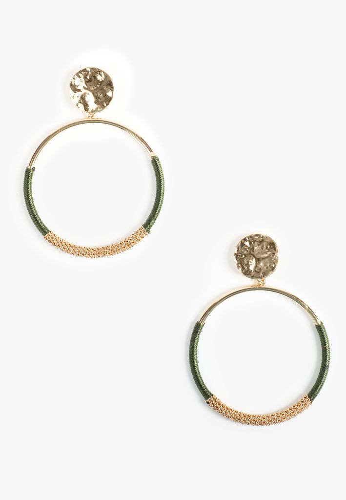 Olive Wrapped Hoop Earrings
