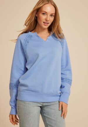 Crochet Mix Relaxed Fit Sweatshirt