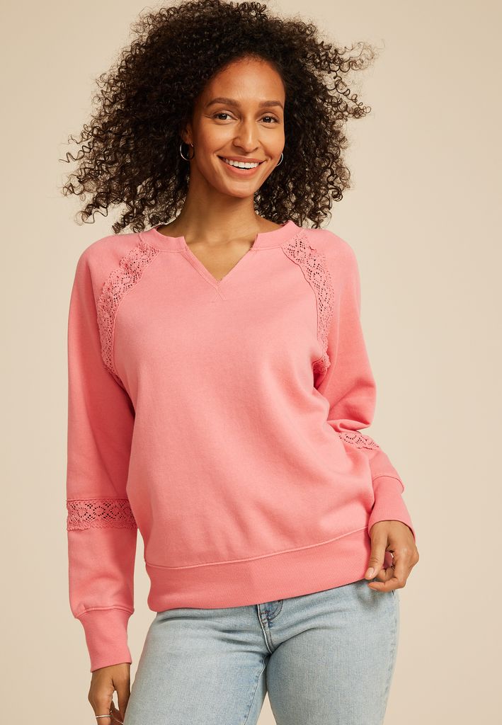 Crochet Mix Relaxed Fit Sweatshirt