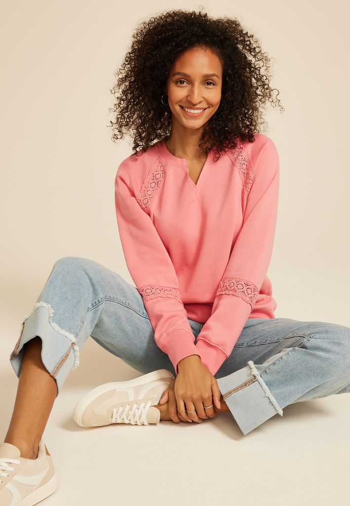 Crochet Mix Relaxed Fit Sweatshirt - Image 3