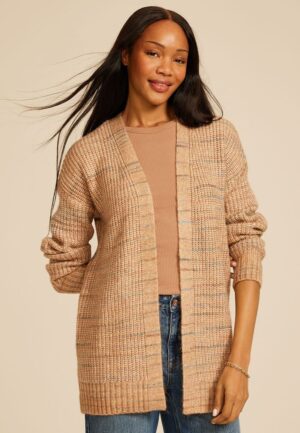 Spacedye Striped Open Front Cardigan