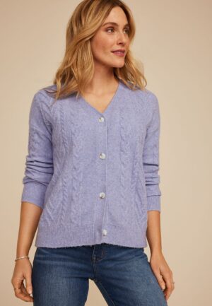 Cable Button Front Cardigan