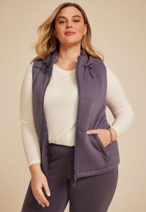 Plus Size Scuba Knit Hooded Vest