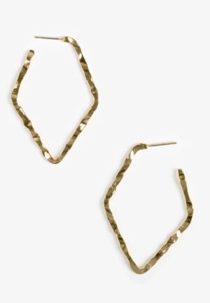 Gold Hammered Geometric Hoop Earrings