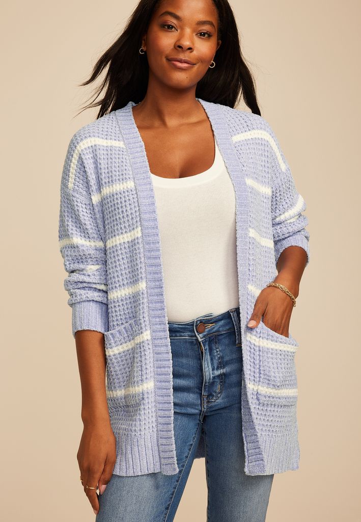 Chenille Stripe 90s Slouch Cardigan