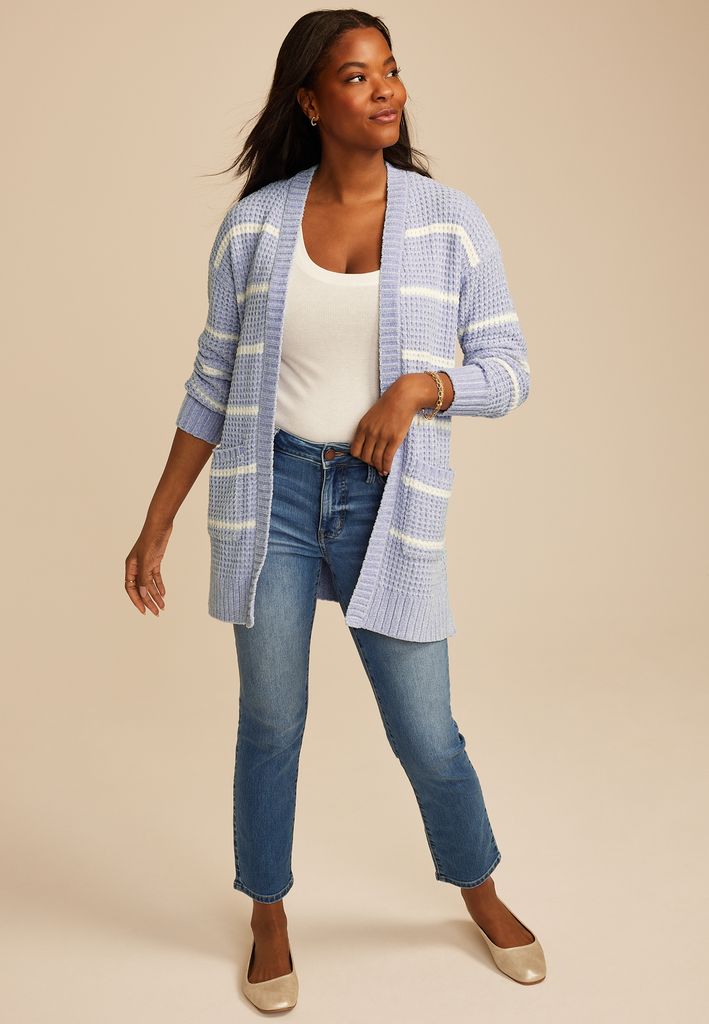 Chenille Stripe 90s Slouch Cardigan - Image 3