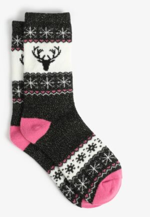 Metallic Nordic Reindeer Crew Socks