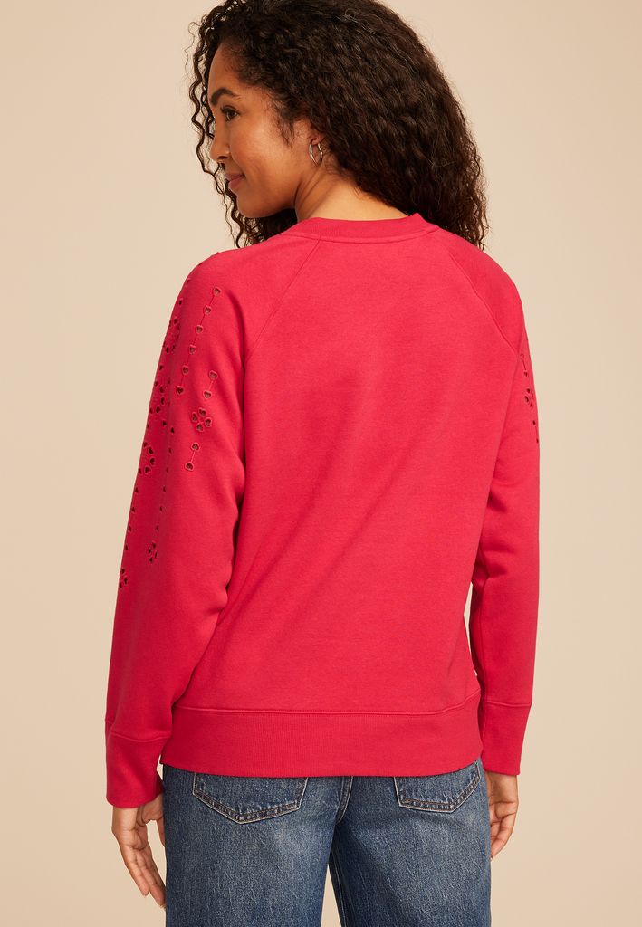 Heart Eyelet Relaxed Fit Sweatshirt - Image 2