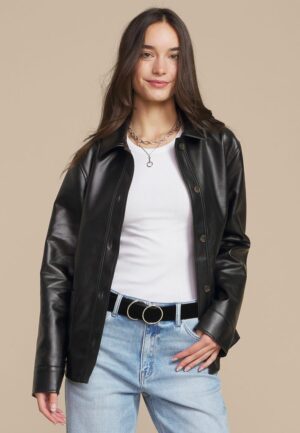 Faux Leather Shacket