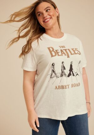 Plus Size Beatles Oversized Fit Graphic Tee